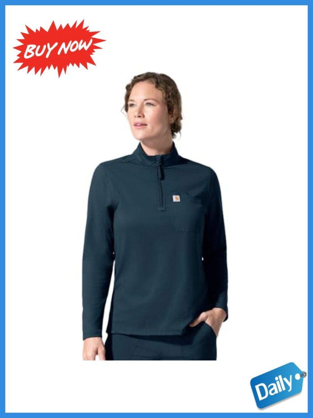 Long Sleeve Quarter Zip Scrub Top Women's Medical Workwear